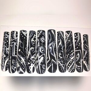 Hand crafted custom pasley bandanna 10pc xxl acrylic press on nails